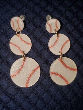 **SALE** Baseball Triple Drop Earrings